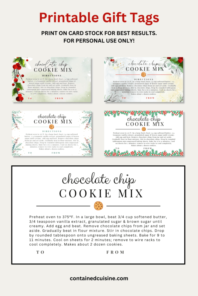 Picture showing five free printable gift tag designs available for download.