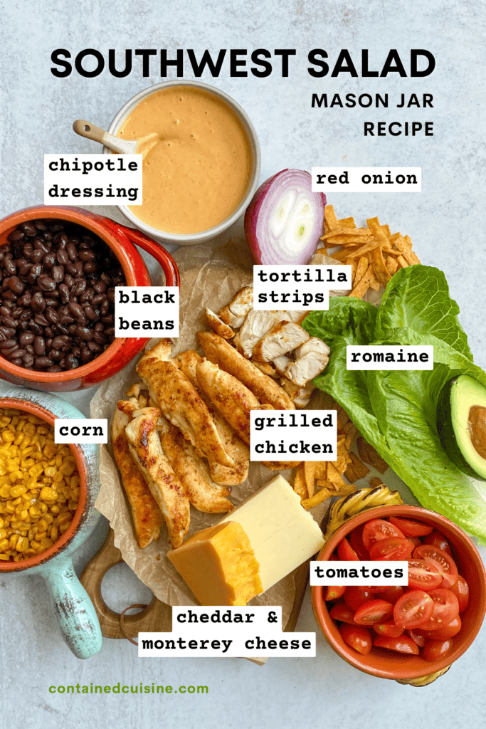 All the ingredients needed to make a homemade southwest salad.