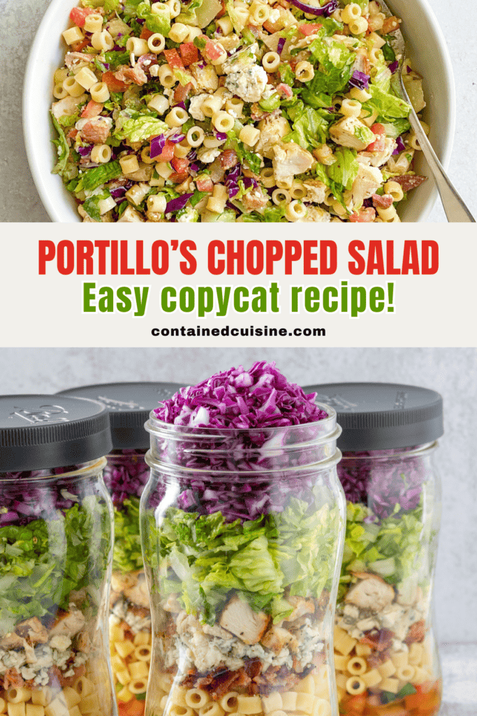 Pinterest pin for Portillo's chopped salad copycat recipe.