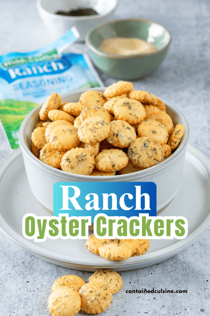 Pinterest pin for ranch oyster crackers recipe.