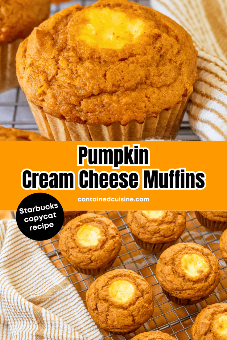 Pinterest pin for Starbucks pumpkin cream cheese muffins copycat recipe.